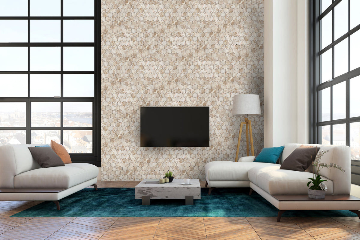 TV wall panel stick on living room