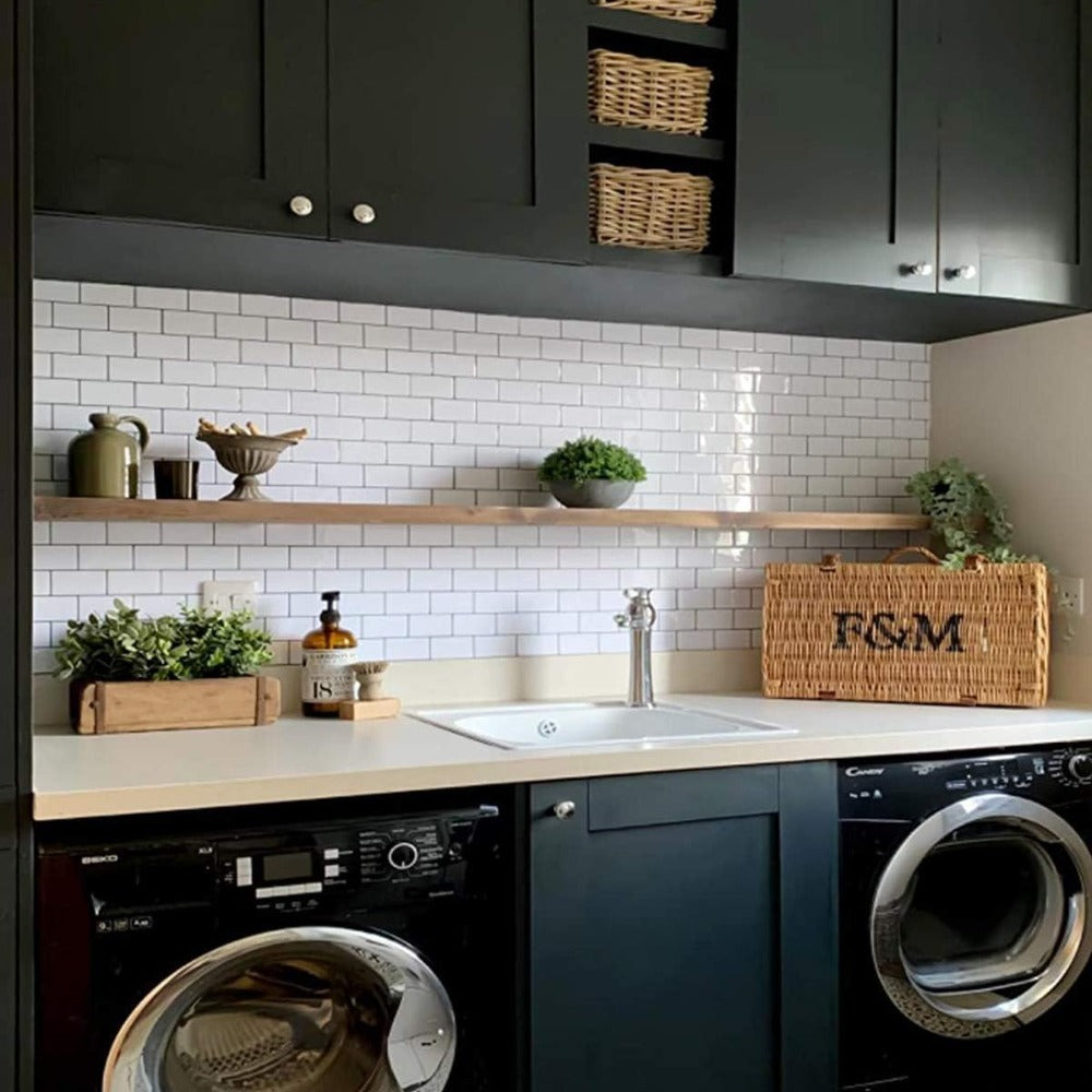 White Subway Tiles Peel and Stick Backsplash For Kitchen