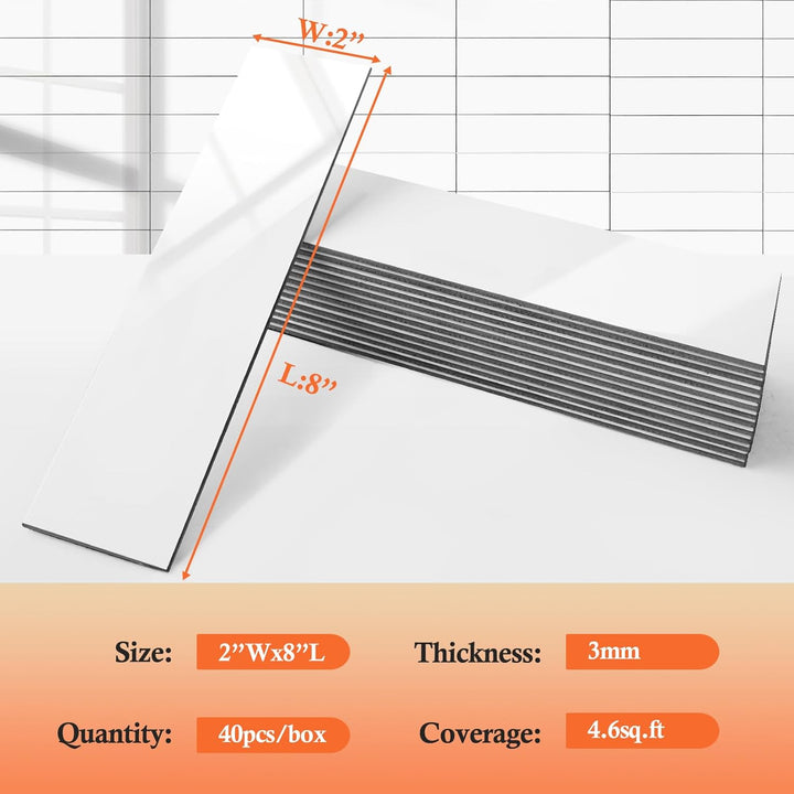 Size chart for self-adhesive wall tiles
