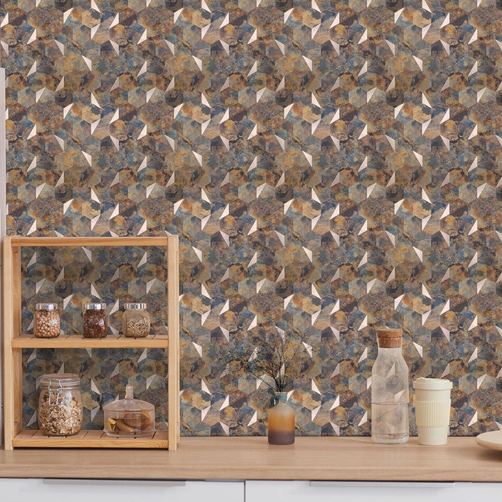 hexagon backsplash stick on wall