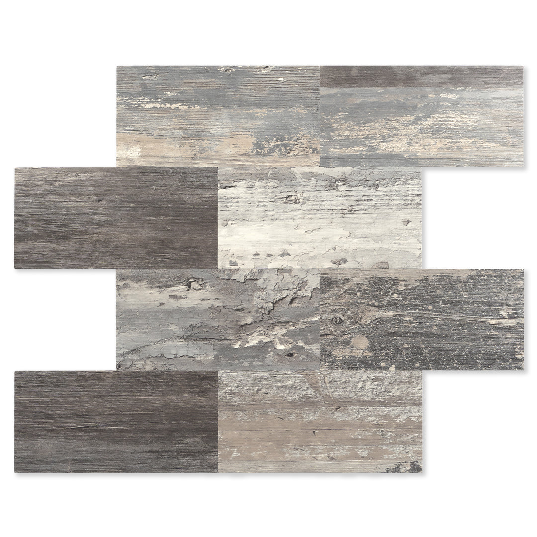 Mix Wood Grain Peel and Stick Subway Backsplash Tile