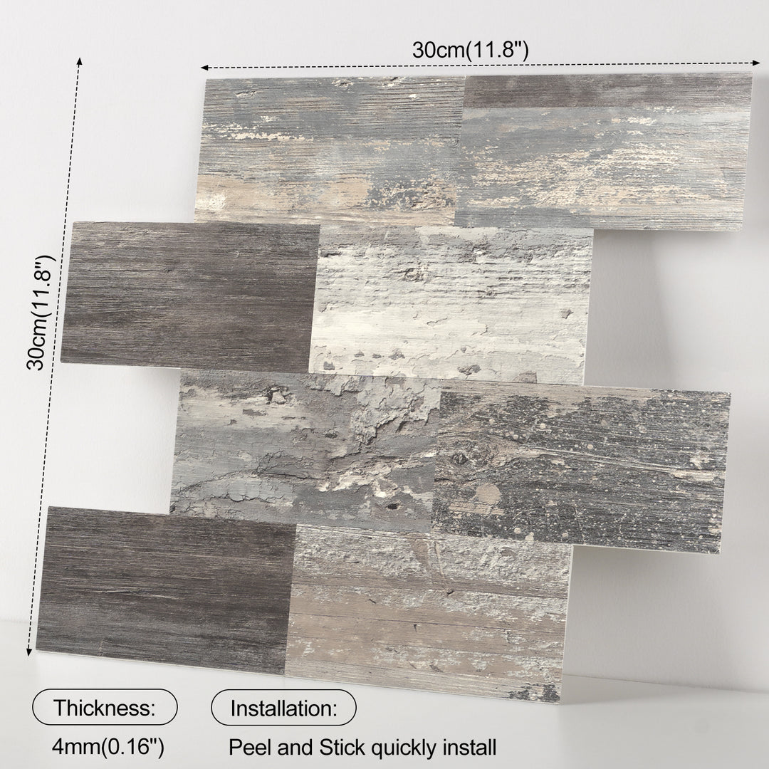 Size chart for self-adhesive wall tiles