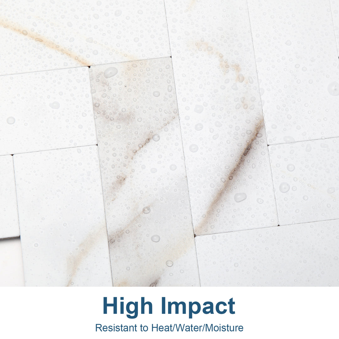 11,18" X 10" Marmor Calacata Fischgrätfliesen Abziehen und Aufkleben Spritzschutz