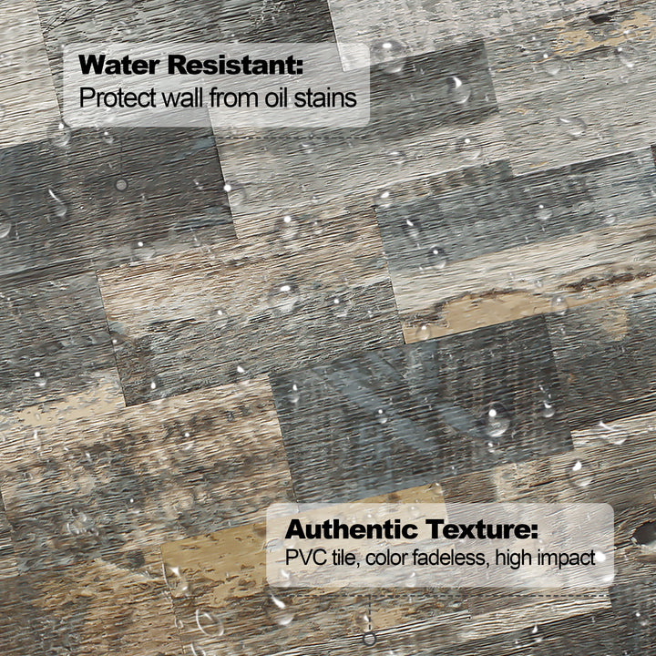 12" X 12" Hellgraue U-Bahn-Fliese aus PVC mit Holzstruktur, Spritzschutz