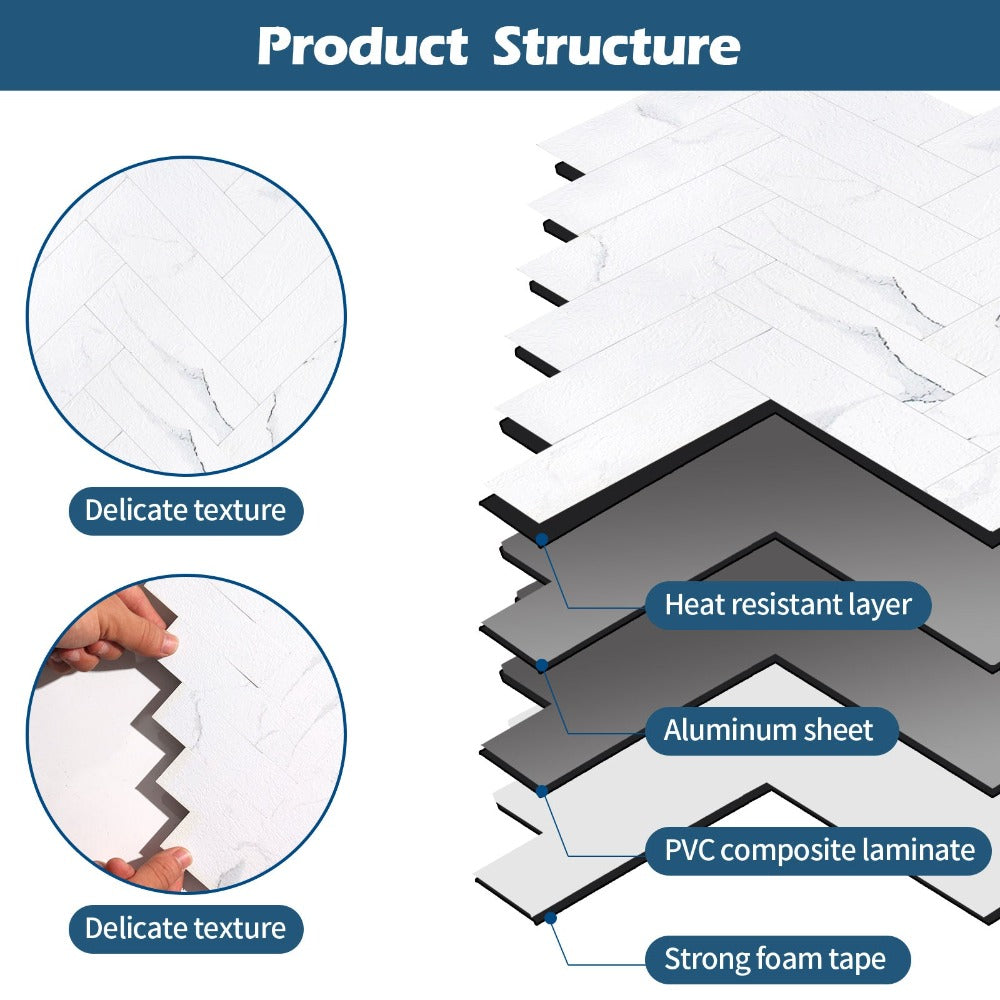 white herringbone tile structure
