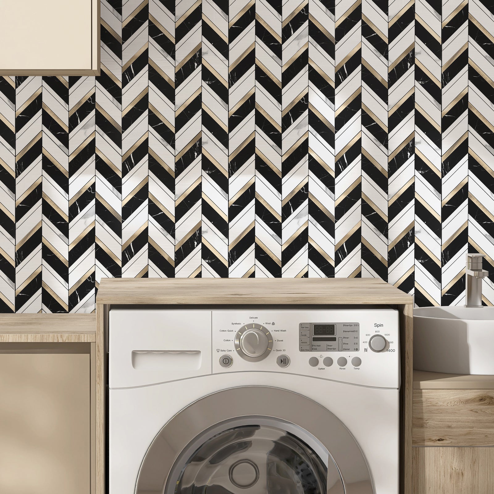 peel and stick tile laundry room