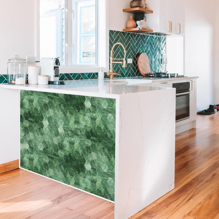 Kitchen island peel and stick tile