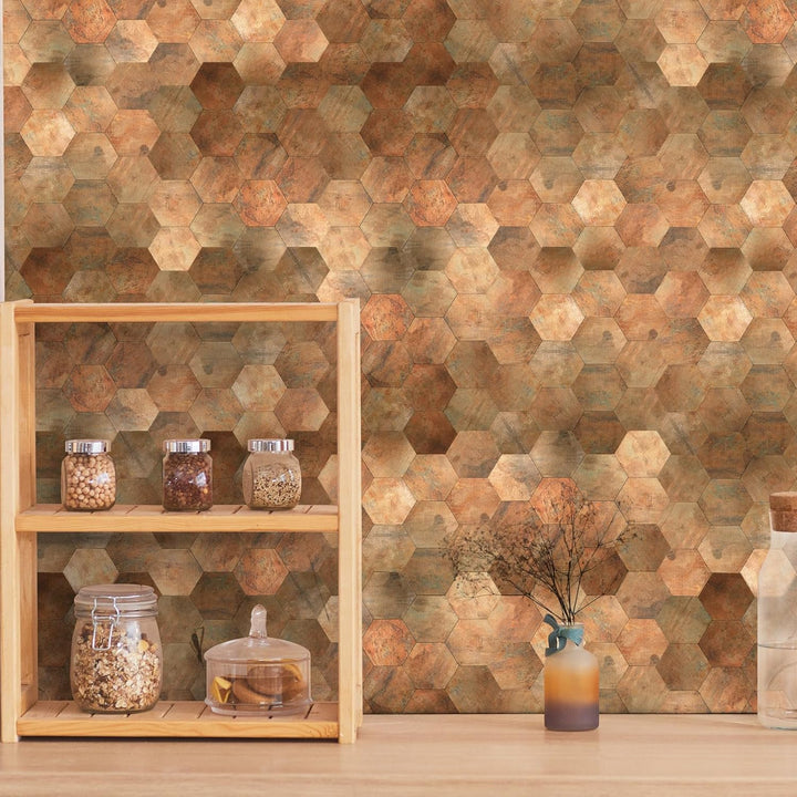 copper tile stick on wall