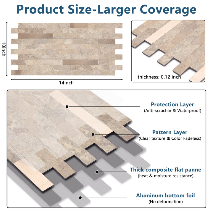 Internal configuration of self-adhesive tiles