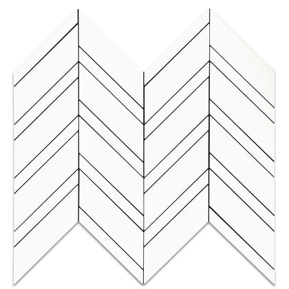 White Herringbone Backsplash Peel and Stick Tile