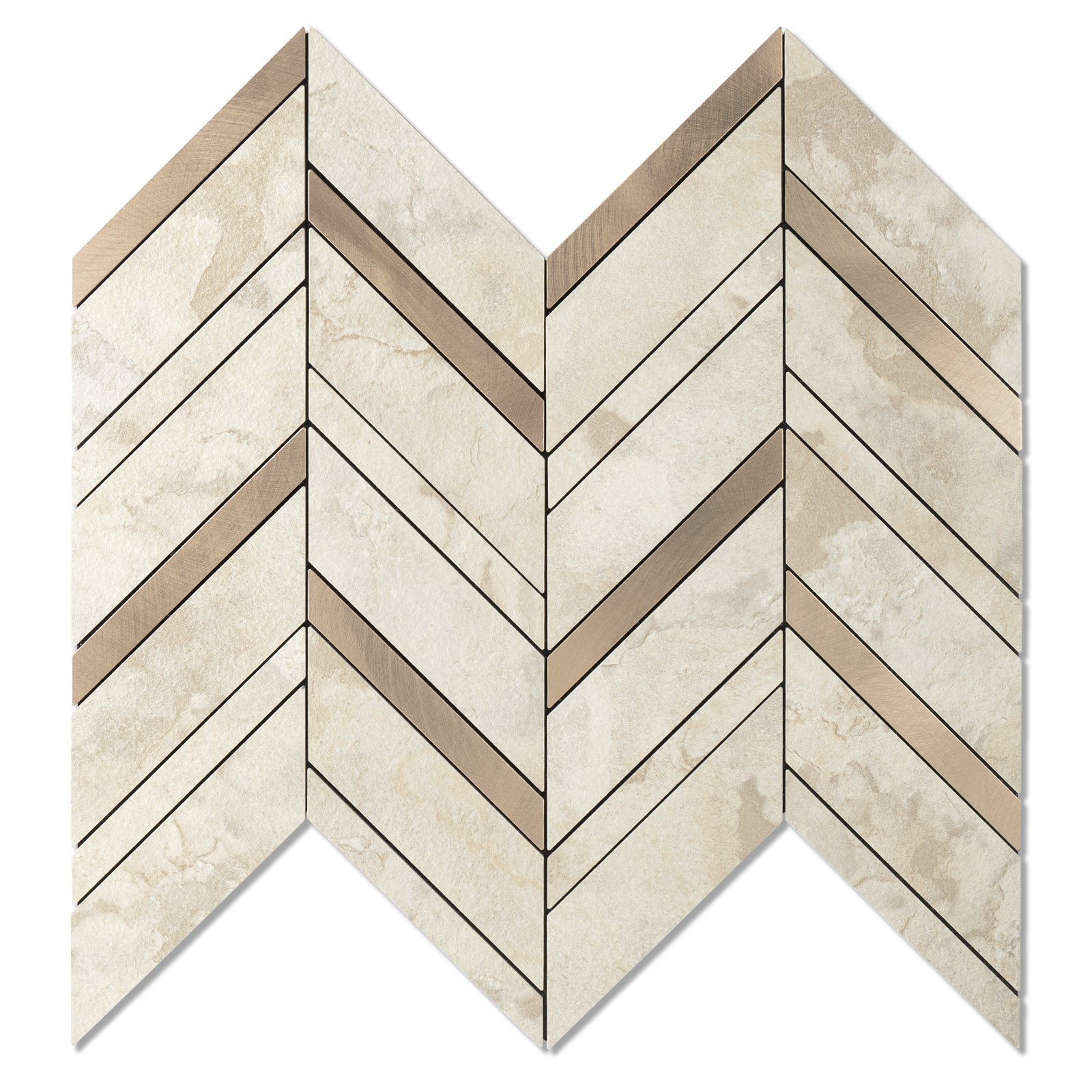 Light Beige Stone Herringbone Tile