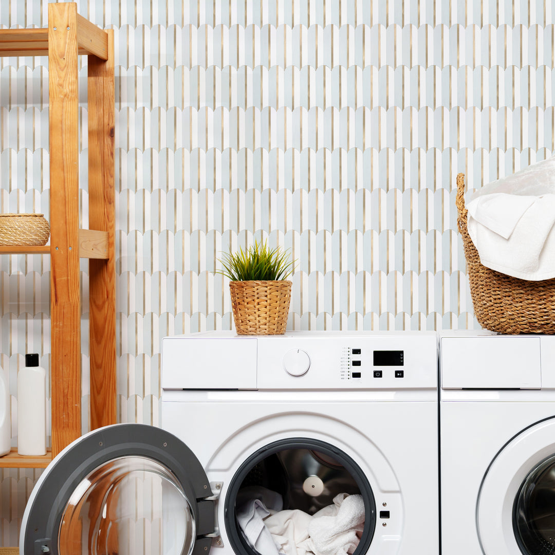 fish scale tile stick on laundry room