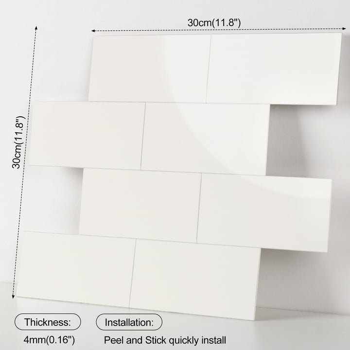 Size chart for self-adhesive wall tiles