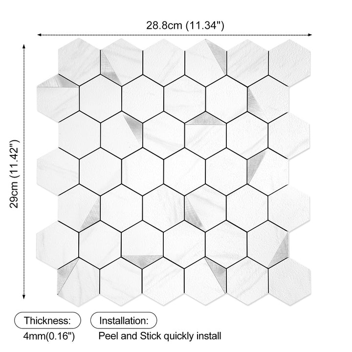Size chart for self-adhesive wall tiles