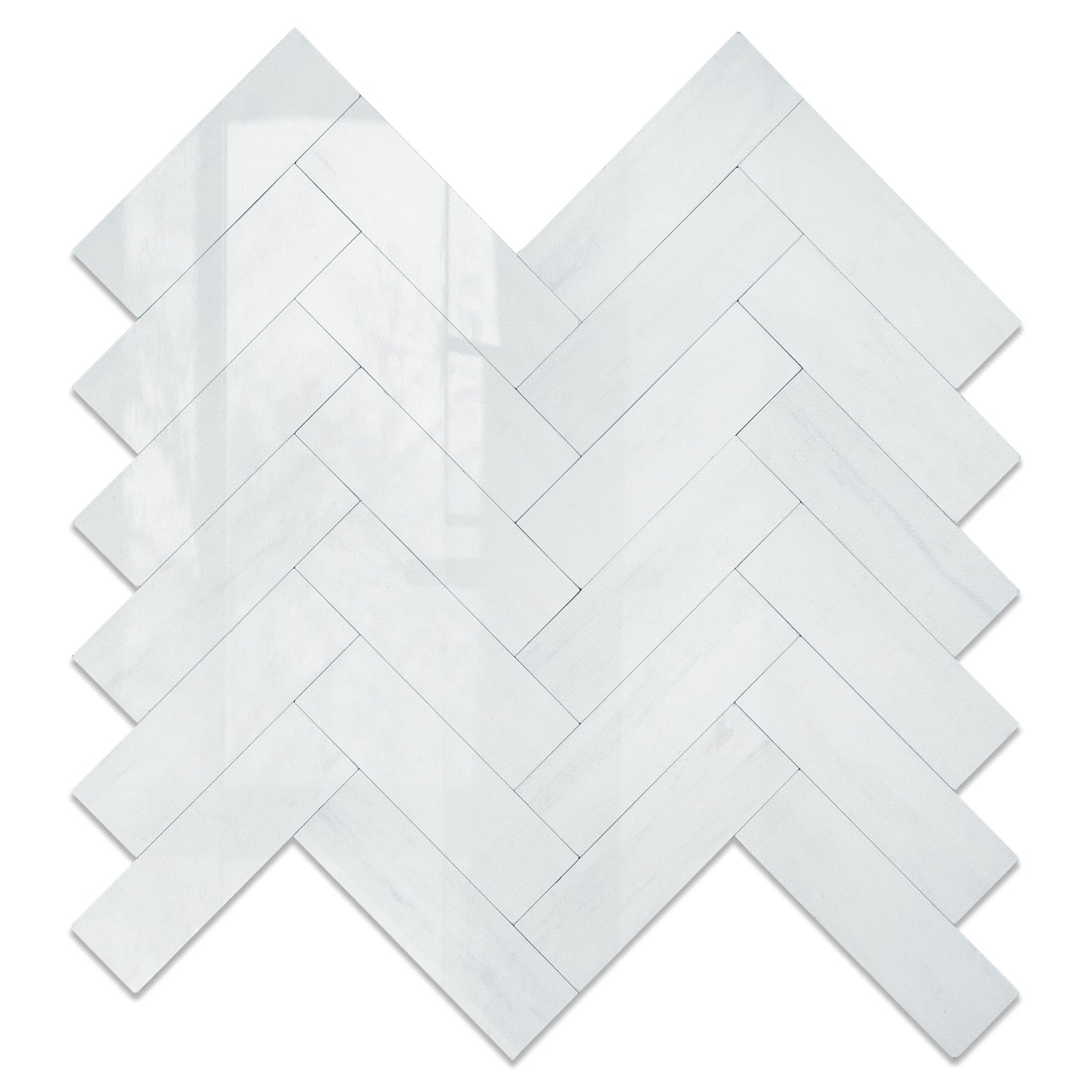 Polished Dolomite White Herringbone Tile