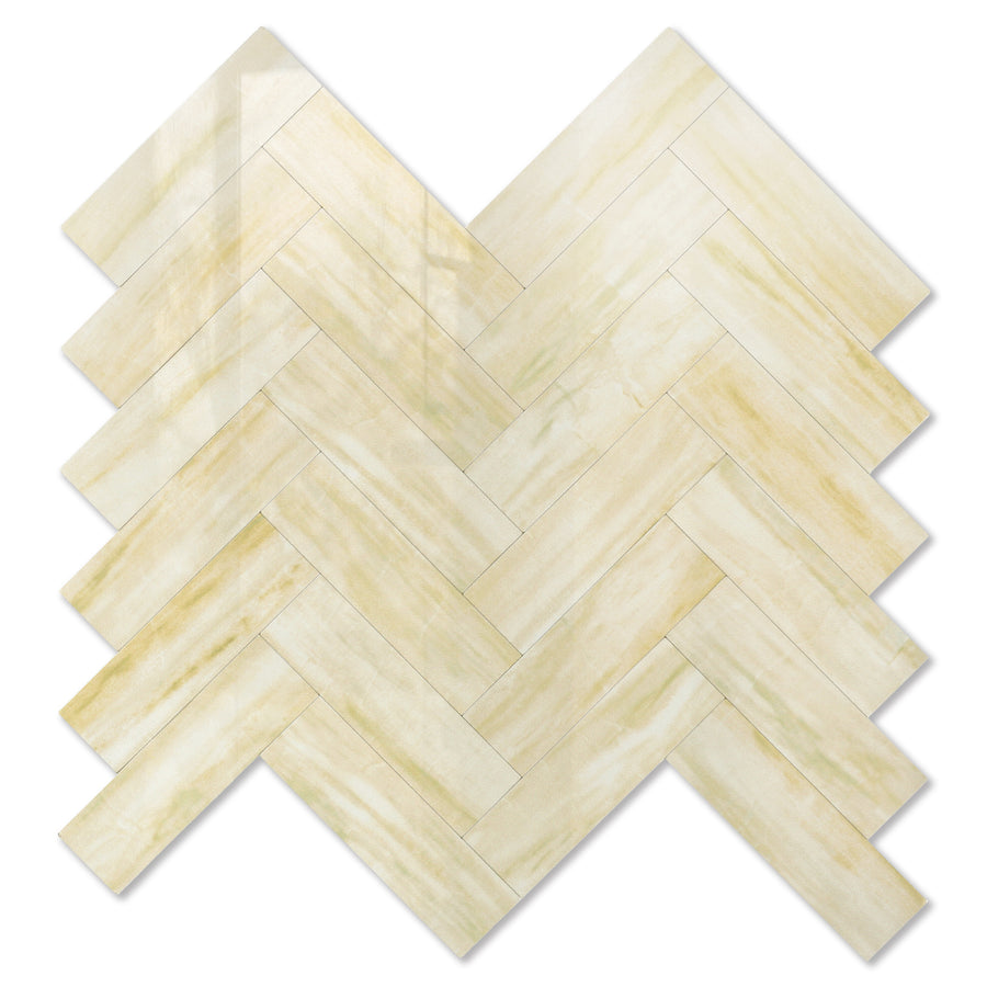 Polished Dolomite Beige Herringbone Tile 