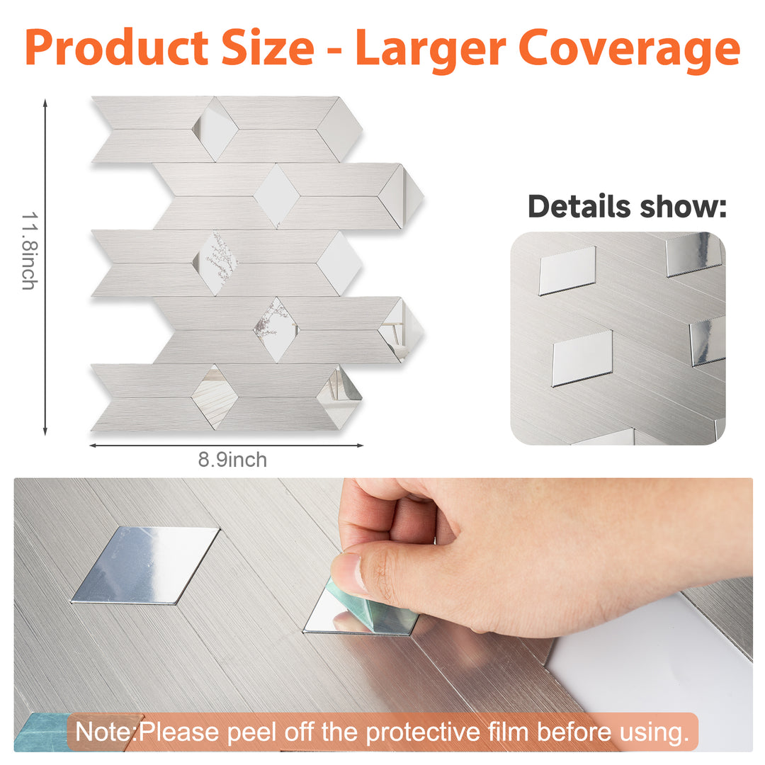 silver mirror tile size