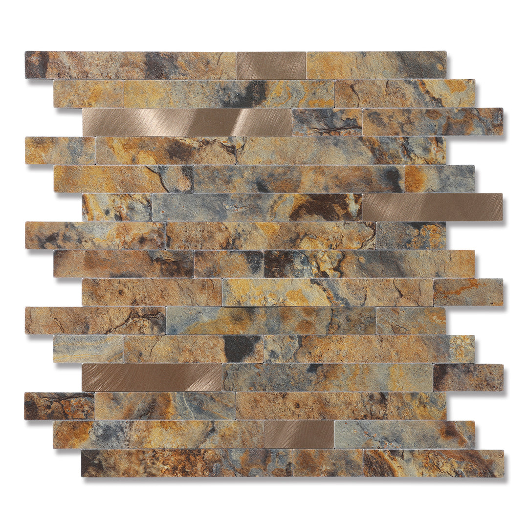 KL-Beispiel: Linear Blend Tile Mixed Metal Peel and Stick Backsplash