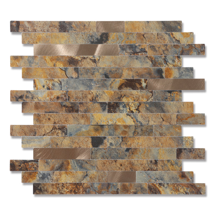 KL-Beispiel: Linear Blend Tile Mixed Metal Peel and Stick Backsplash