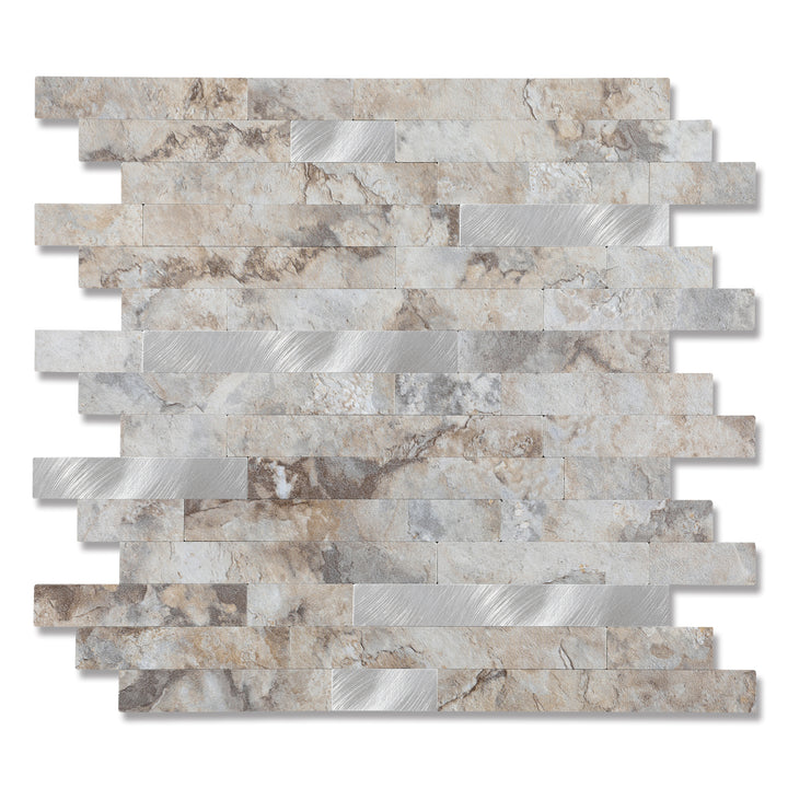 KL-Beispiel: Linear Blend Tile Mixed Metal Peel and Stick Backsplash