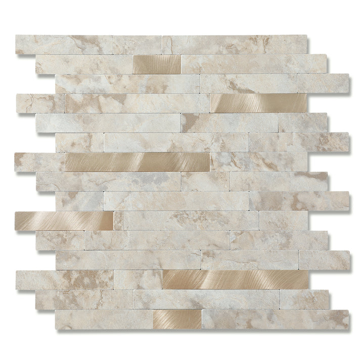 KL-Beispiel: Linear Blend Tile Mixed Metal Peel and Stick Backsplash