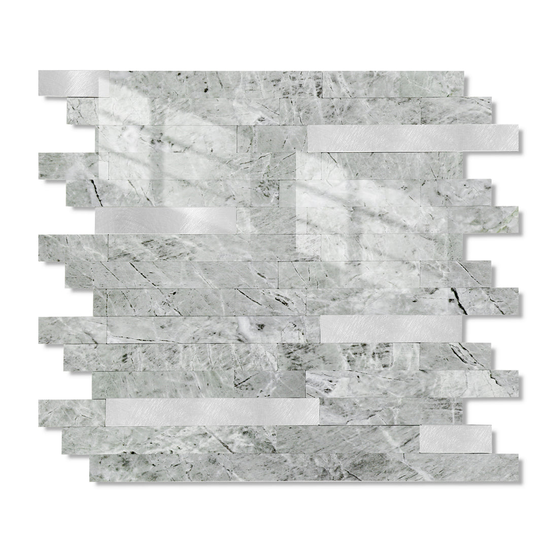 12" X 12" Polierte graue abziehbare und aufklebbare Backsplash-Linear-Blend-Fliese