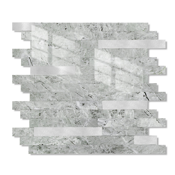 12" X 12" Polierte graue abziehbare und aufklebbare Backsplash-Linear-Blend-Fliese