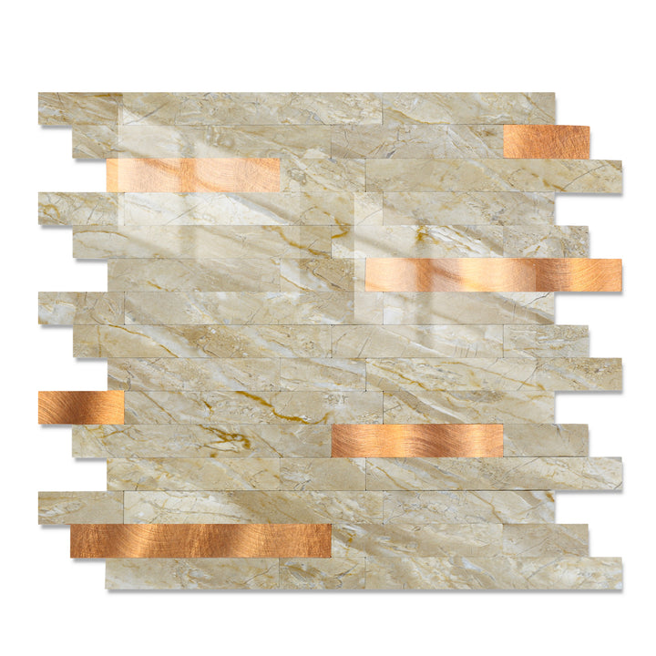 12" X 12" Polierte Beige Abziehen und Aufkleben Backsplash Linear Blend Fliesen