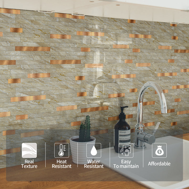 12" X 12" Polierte Beige Abziehen und Aufkleben Backsplash Linear Blend Fliesen