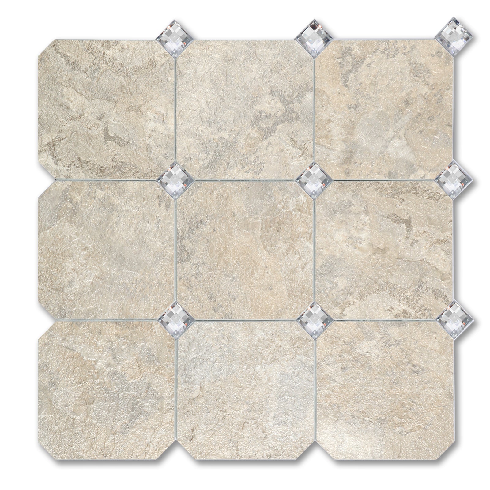 Beige Peel and Stick Diamonds Tile