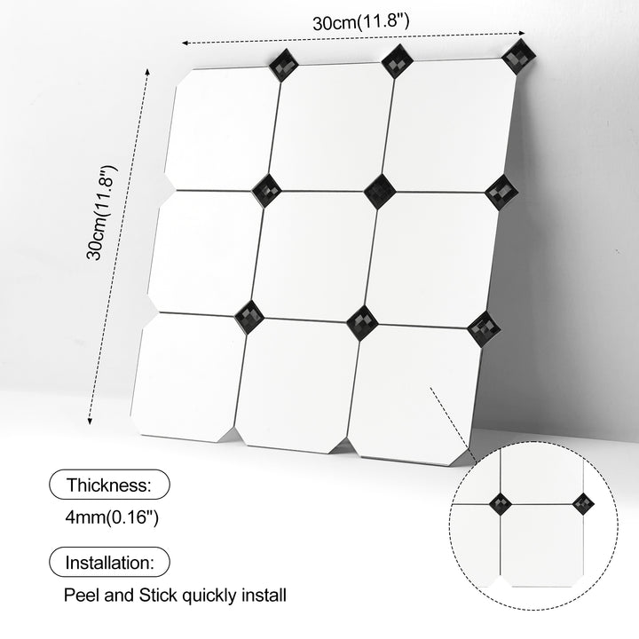 12" X 12" Marble White with Pearls Peel and Stick Diamonds Tile