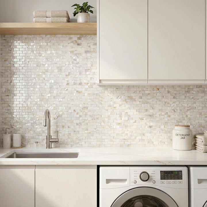 11.8" X 11.8" Nature Mother of Pearl Tile Peel and Stick Shell Mosaic Tile