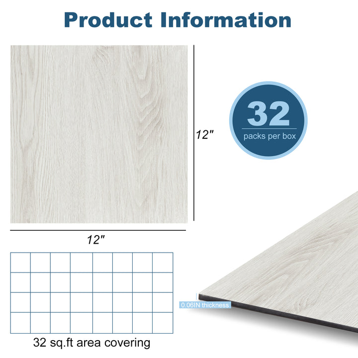 Self-adhesive floor tile size diagram