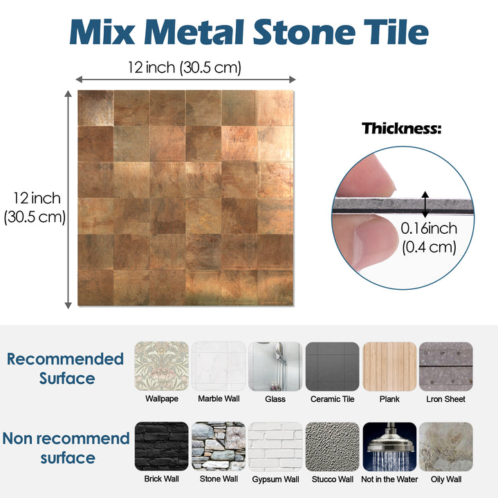 copper tile size