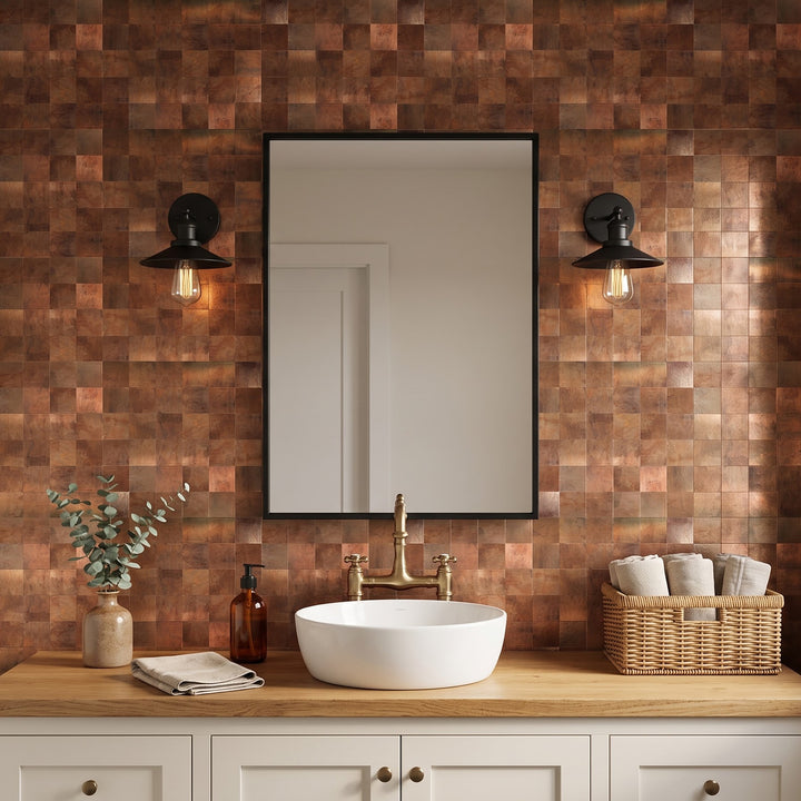 copper peel and stick bathroom tiles