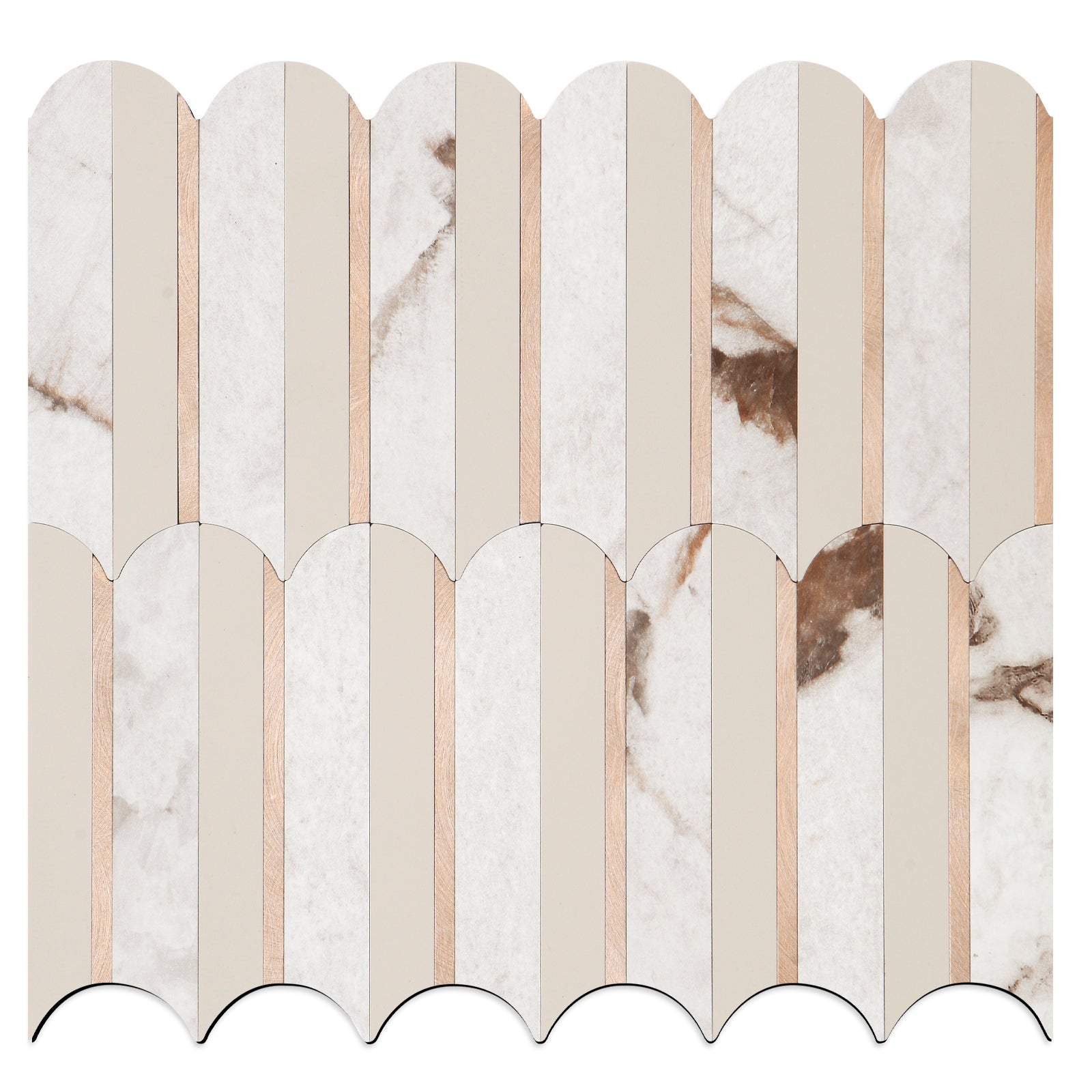 Beige Marble Mixed Metal Gold Stick on Backsplash