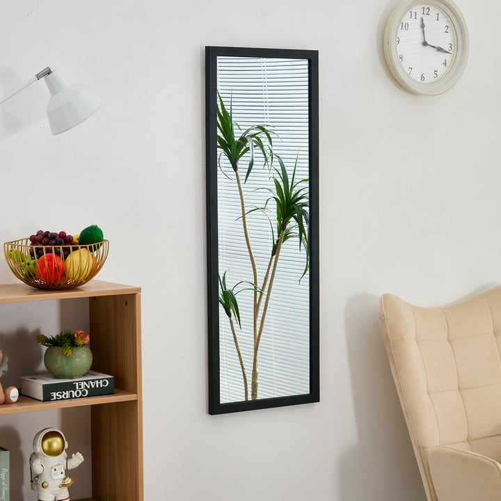 Schwarzer Ganzkörperspiegel mit Massivholzrahmen, Ankleidespiegel 44"*16" 