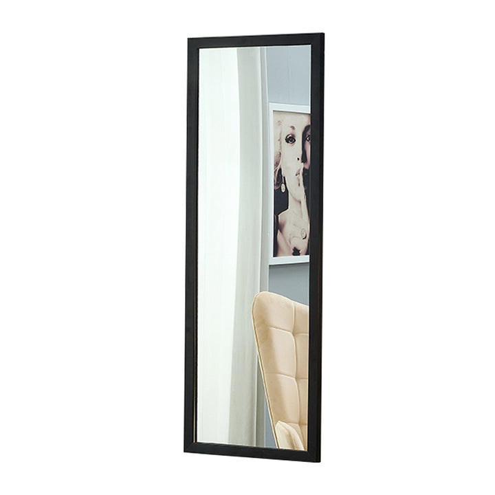 Schwarzer Ganzkörperspiegel mit Massivholzrahmen, Ankleidespiegel 44"*16" 
