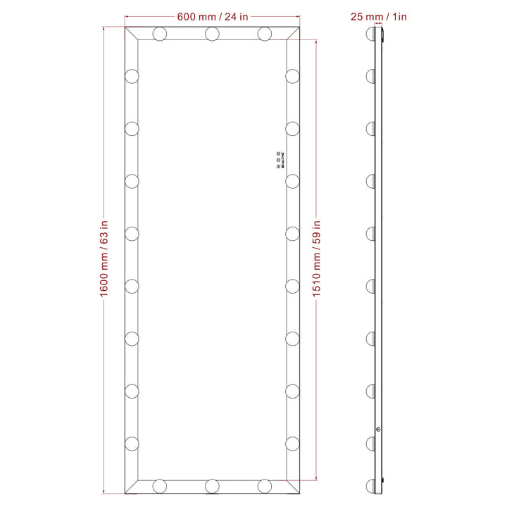 Hollywood Style Full Length Vanity Mirror With LED Light Bulbs
