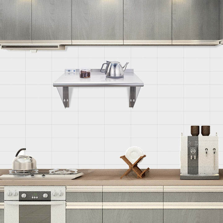 Edelstahlregal 12 x 24 Zoll, 250 lb, schwebendes Wandregal für Restaurant, Küche, Zuhause und Hotel 
