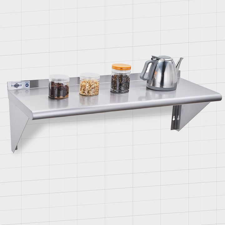 Edelstahlregal 12 x 24 Zoll, 250 lb, schwebendes Wandregal für Restaurant, Küche, Zuhause und Hotel 
