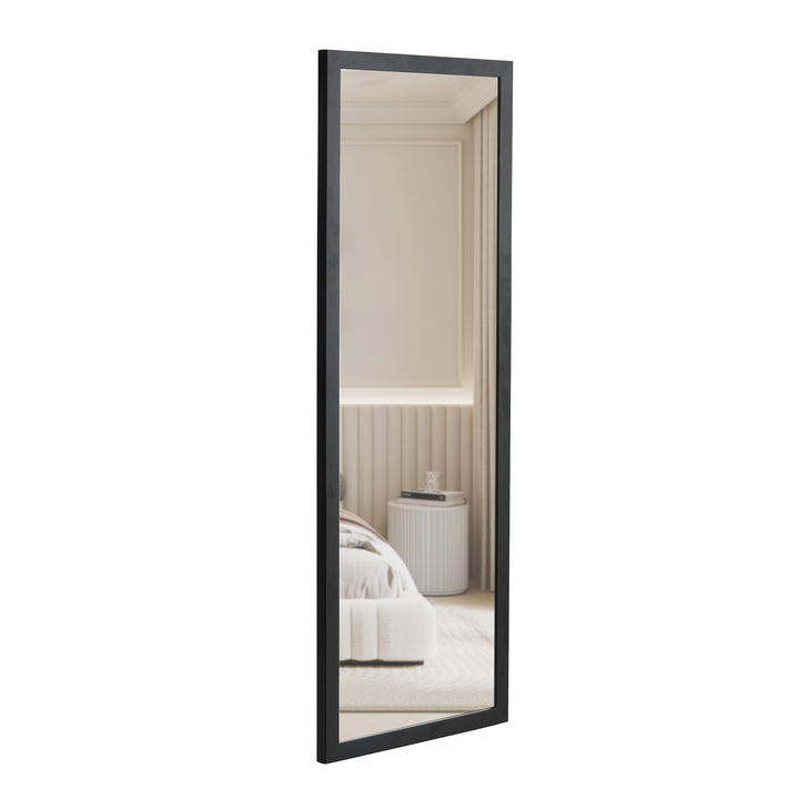 Schwarzer Ganzkörperspiegel mit Massivholzrahmen, Ankleidespiegel 44"*16" 