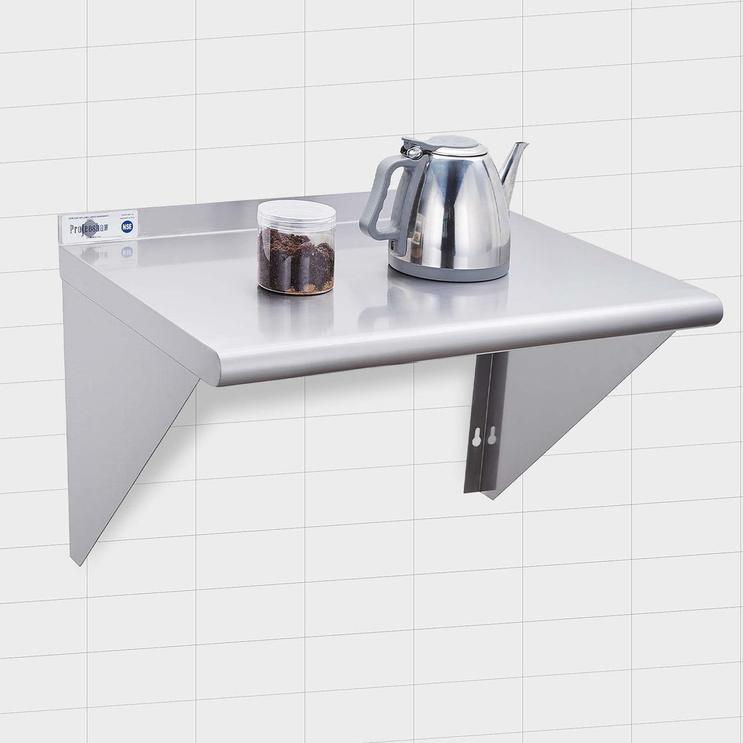 Edelstahlregal 12 x 24 Zoll, 250 lb, schwebendes Wandregal für Restaurant, Küche, Zuhause und Hotel 